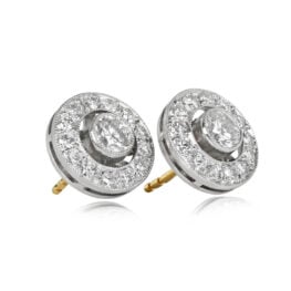 Diamond Halo Platinum on Gold Earrings - Westergard Earrings MAR108 BK