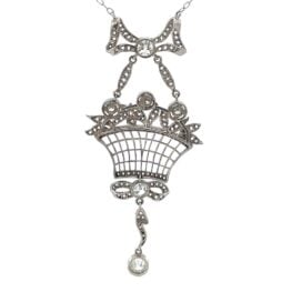 MARH131 Hayden necklace diamond bow and flower basket necklace