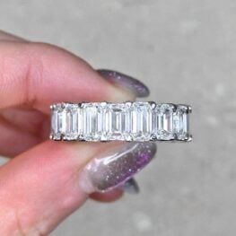 G Color VS1 Clarity Overall Emerald Cut Diamond Eternity Band MOSK-F5