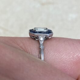 Diamond Accented Shoulder Platinum Emerald Cut Diamond Engagement Ring Pacific Ring F4