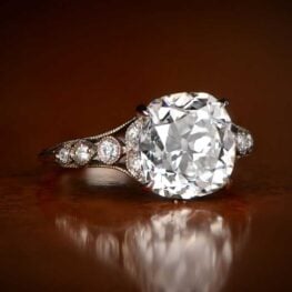 4.30 carat Cushion Cut Vire Engagement Ring Artistic