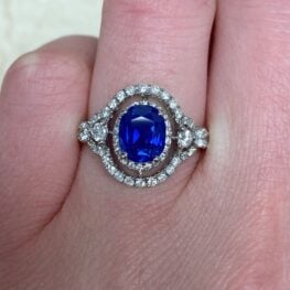 Two Diamond Halo Natural Sapphire Ring RS3238 F3