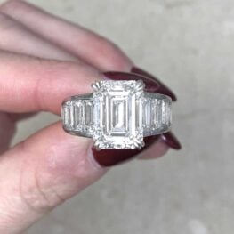Baguette Cut Diamond Shoulder Platinum Ring SB1057 F4