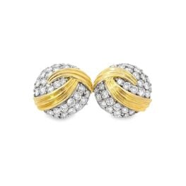 Prong Set Diamond and Gold Earrings Rustburg Earrings Top View