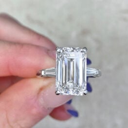 Prong Set Diamond Emerald Cut And Baguette Diamond Shoulders Engagement Ring SB2503-F5