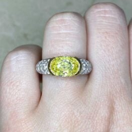 Oval Cut Fancy Intense Yellow Diamond Ring SB502 F2