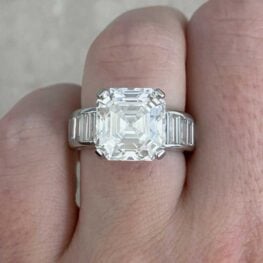 harry winston engagement ring featuring a prong set asscher cut diamond