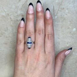 0.30ct French Cut Sapphire and Diamond Ring SH125 F1