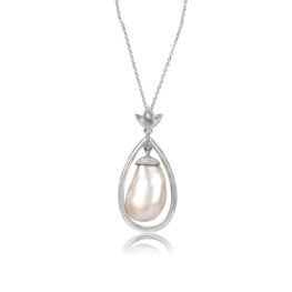 13.52ct Pearl and Diamond Border Necklace - Iberia Necklace