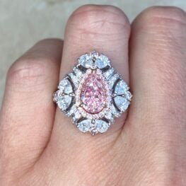 Open Work Diamond And Pink Diamond Floral Elongated Motif Ring VMK13 F2