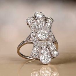 Art Deco Elongated Ring Old European Cut Diamonds - Morrison Ring
