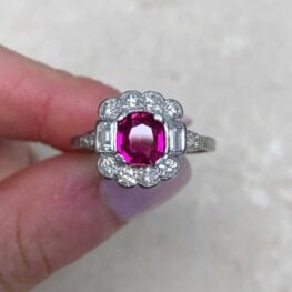 Diamond Halo Ruby Center Stone Engagement Ring - Enola Ring YK110 F5